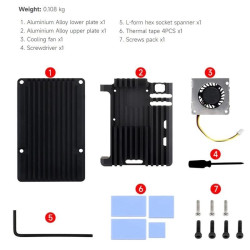 Metal Heatsink CASE - Raspberry Pi 5 (with Cooling Fan)